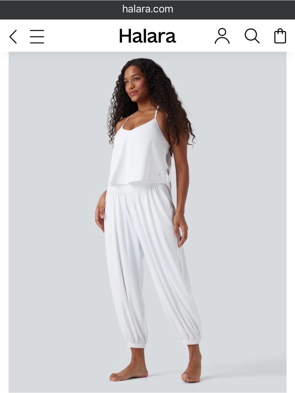 HALARA White Harem Jogger Jumpsuit